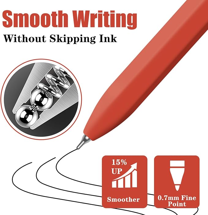 Piochoo Ballpoint Pens, 0.7mm Medium Point Pen Quick Dry, Smooth Writing Pen - Image 3