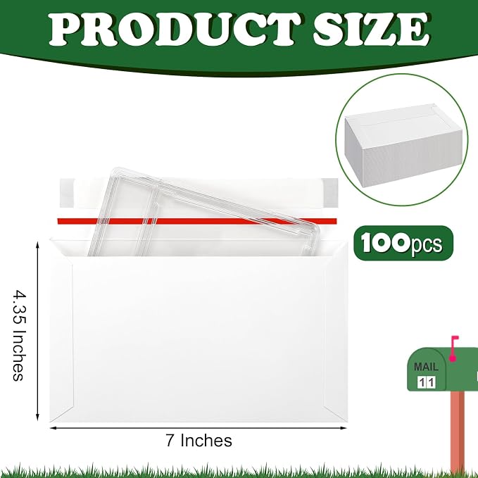 100 Pack Trading Card Shipping Envelopes 7 x 4.35 Inches Self Adhesive Mailing - Image 2