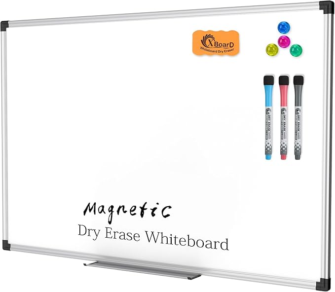 XBoard Magnetic Dry Erase Board/Whiteboard, 36 X 24 Inches, Double Sided White Board,1 Dry Eraser & 3 Dry Erase Markers & 4 Push Pin Magnets-DeskLoop Office