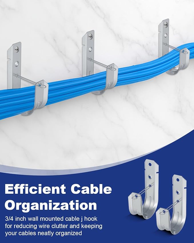 AOKLIT 25 Pcs 2" Galvanized Steel J-Hooks, Heavy Duty Wall Mount Cable Support - Image 4