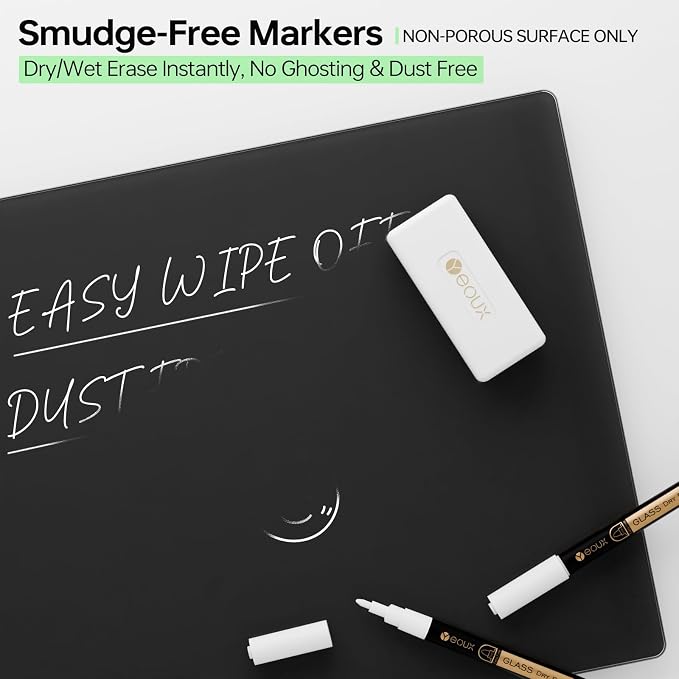 YEOUX Dry Erase Markers for Glass Board, 4 Pack | 1mm Ultra-Fine Tip, Easy Wipe - Image 4