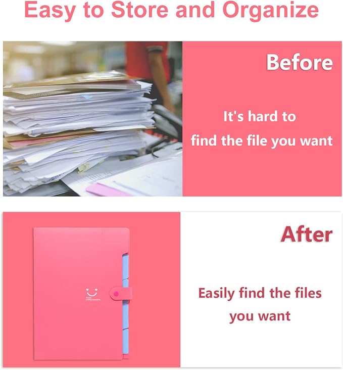 Forvencer Accordion File Organizer, Letter Size, 5 Pocket Expanding File Folder - Image 4