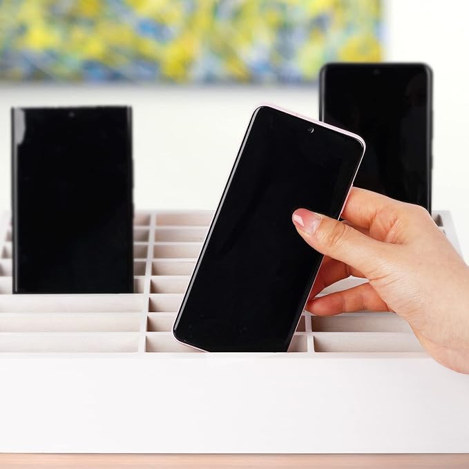 24-Grid Wooden Cell Phone Holder Desktop Organizer Storage Box - Image 5