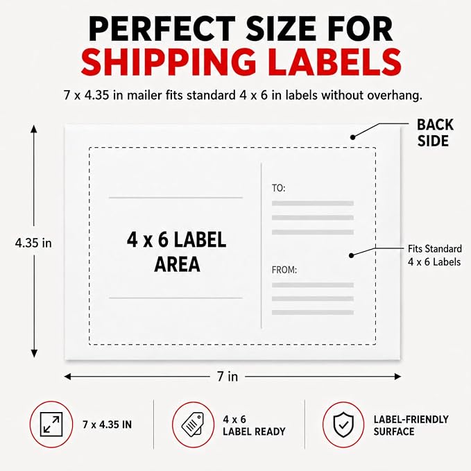 VIKA 100 Pack Trading Card Shipping Envelopes 7"x4.35", Self-Adhesive, Premium - Image 5