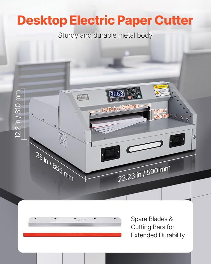 VEVOR Electric Paper Cutter, 300W Heavy Duty Paper Cutter Machine 11.8 in / 330 - Image 2