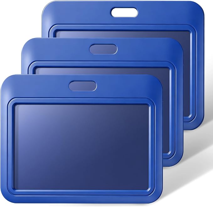 Uniclife 3 Pack Sliding ID Badge Holder Blue Horizontal Hard Plastic Case by UnicLife