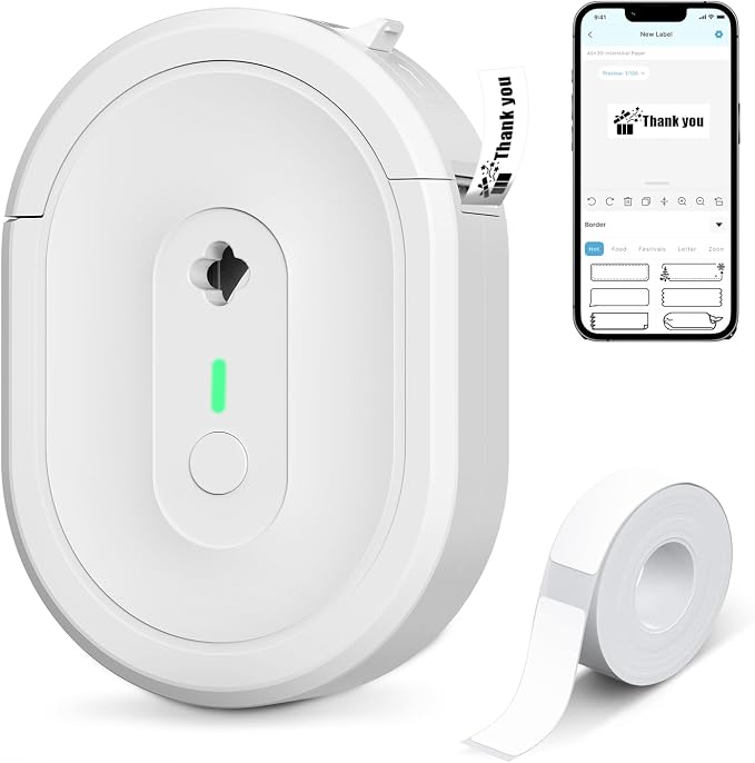 Label Maker Machine with Tape, N12 Portable Bluetooth Label Printer, Wireless by NDYIN
