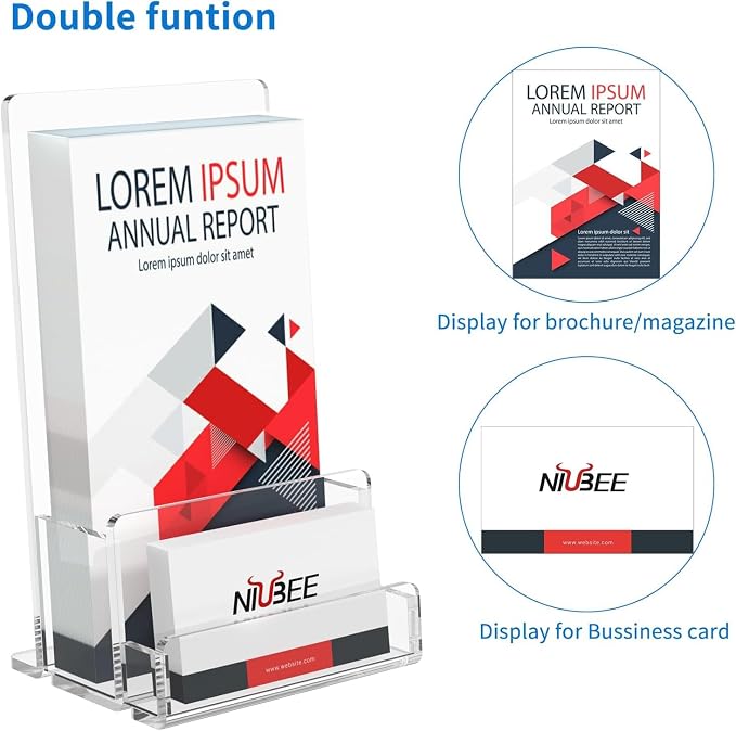 NIUBEE 6-Pack Acrylic Brochure Holder 4‘’, Plastic Flyer Display Stand - Image 4