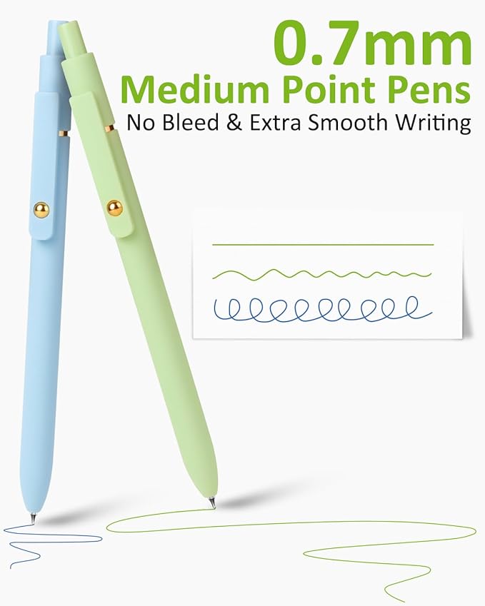 FIOVER Colored Pens, 6 Pack Colorful Gel Pens, Quick-Dry 0.7mm Medium Point for Journaling, Note Taking, Doodling, Aesthetic Office School Supplies, Gifts for Women Men(Multiple Colors)