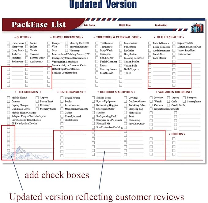 Large Travel Packing list PackEase checklist Essentials Memo Note Pad | A4 Size - Image 2