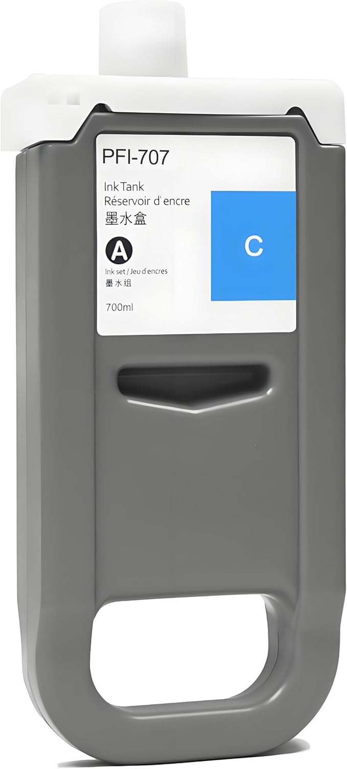 PFI-707 Ink Cartridge PFI707 Ink Tank Compatible with Canon imagePROGRAF PF830, iPF840, iPF850 CAD Plotters 700 ML (1-Pack, Cyan)-DeskLoop Office