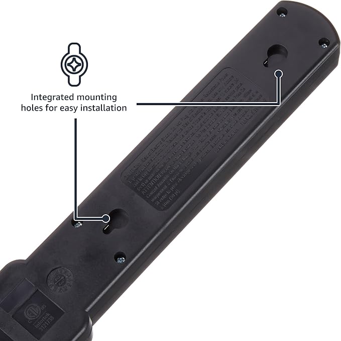 Amazon Basics Surge Protector Power Strip, 6-Outlet with 200J Protection, 2ft Extension Cord, Rectangle, Black (2 Pack)-DeskLoop Office