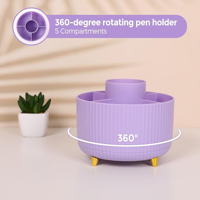 SKYDUE Purple Office Supplies Set, Pencil Holder - Image 4