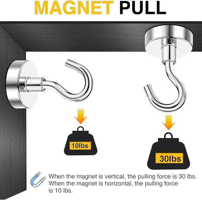 DIYMAG Magnetic Hooks, 30lbs+ Magnet Hook 2026 Cruise Cabin Ship Essentials - Image 4