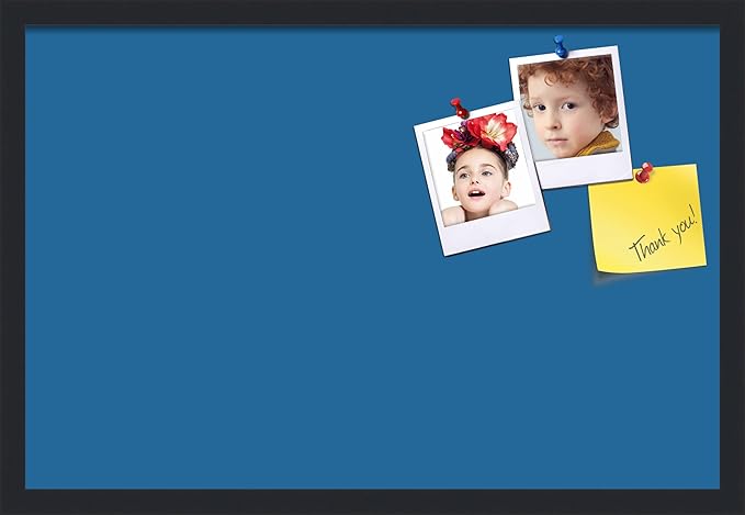 PinPix 27x18 Inch Cork Bulletin Board. This Decorative Framed Pin Board Comes with Navy Pastel Design and a Satin Black Frame. Ideal for Home Office Decor or Message Board (PinPix-1811)-DeskLoop Office