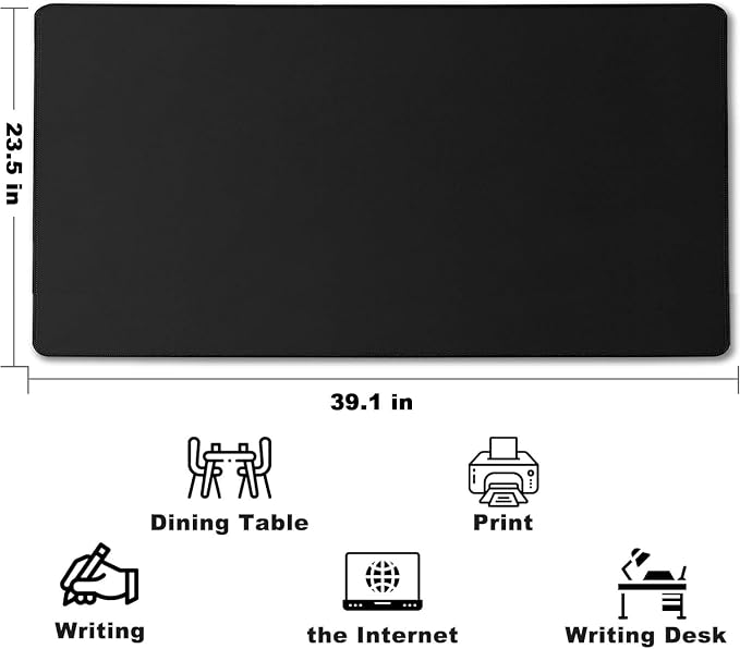 39.1" x 23.5" Waterproof Fabric Desk Pad, Rubber Anti-Slip Base, Stitched Edges - Image 2