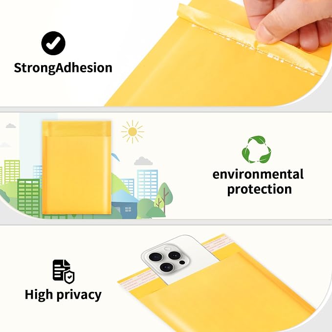 Ctarsthome 105Pack Yellow 4x8inch Kraft Bubble Mailers Small Business Mailing - Image 7