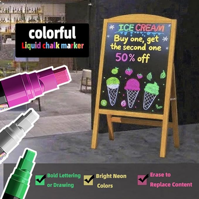 Window Chalk Markers for Cars Glass Washable, 8 Colors Jumbo Liquid Chalk Marker Pens with 7mm 2 in 1 Nib Wide Tips, Big Chalkboard Markers Car Window Paint Pens for Auto, Bistro, Poster,Mirror-DeskLoop Office