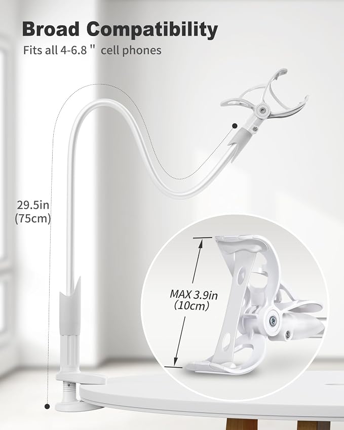 SAIJI Gooseneck Cell Phone Holder, Clamp Universal Lazy Mount Clip Hands Free - Image 5