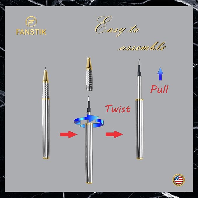 Silver&Gold Luxury Rollerball pen (Made In USA) fancy gift set for women, Real 24K Gold Plating, Professional executive pen gift set for men (Lux Rollerball Silver-Gold)-DeskLoop Office