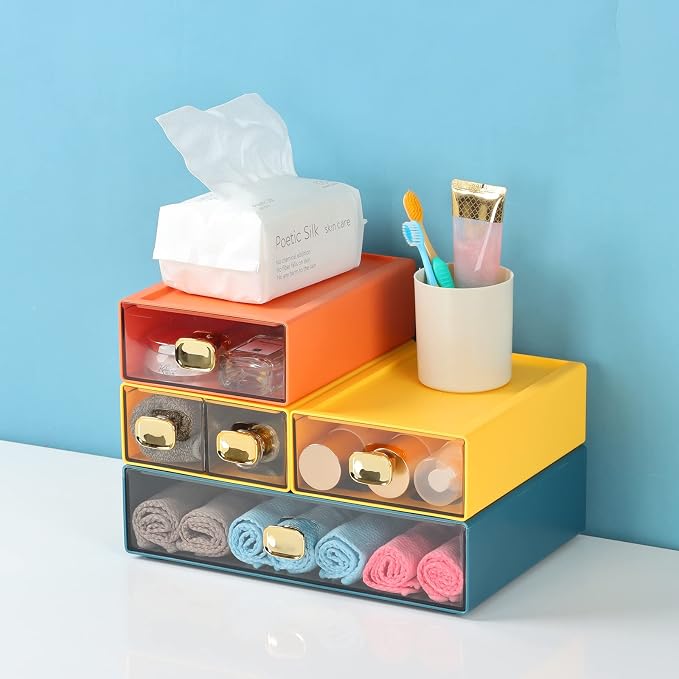 OSteed Spacious Desktop Storage Box, 1 Large 1 Middle & 2 Small Storage Drawers - Image 7