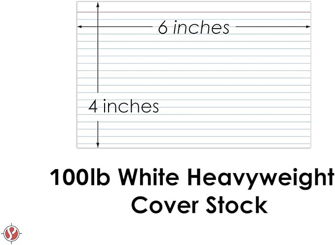 Ruled Index Cards, On 100lb. Heavyweight Thick White Cover Stock. "100 per pack" - Image 5