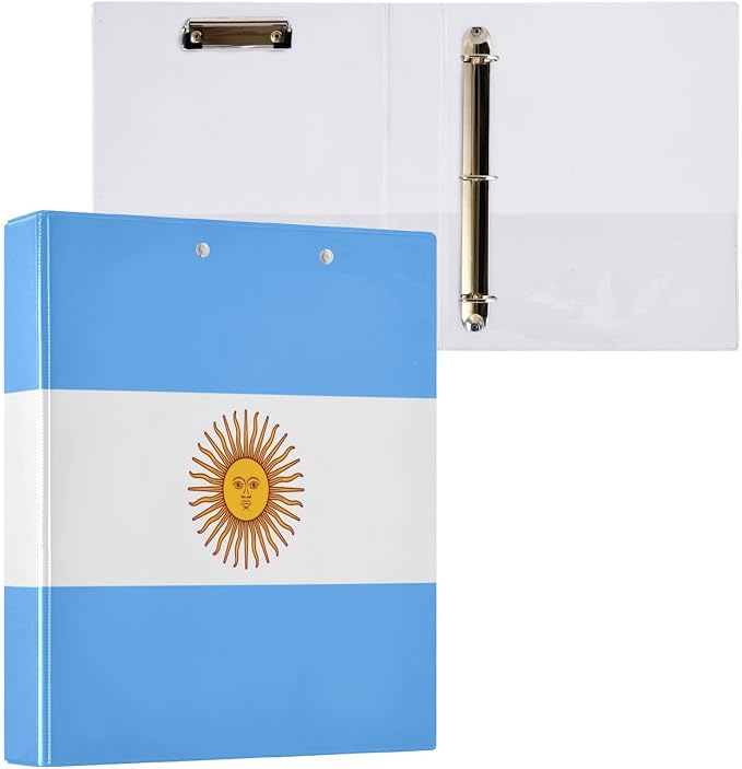 Argentina Flag 3-Ring Binder, 1.5 Inch D-Ring Organizer Folder Clipboard Binder - Image 3