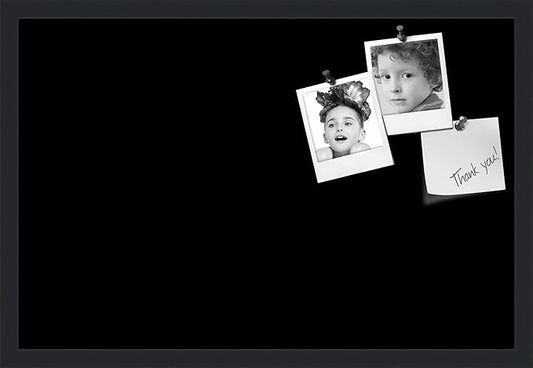 PinPix 27x18 Inch Cork Bulletin Board. This Decorative Framed Pin Board Comes with Solid Black Design and a Satin Black Frame. Ideal for Home Office Decor or Message Board (PinPix-622)-DeskLoop Office