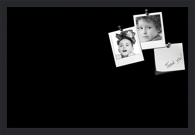 PinPix 27x18 Inch Cork Bulletin Board. This Decorative Framed Pin Board Comes with Solid Black Design and a Satin Black Frame. Ideal for Home Office Decor or Message Board (PinPix-622)-DeskLoop Office