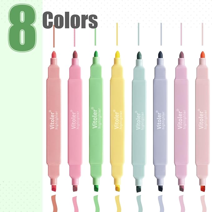 Vitoler 8pcs Aesthetic Highlighters, Chisel & Fine Tips Bible Highlighters | - Image 2
