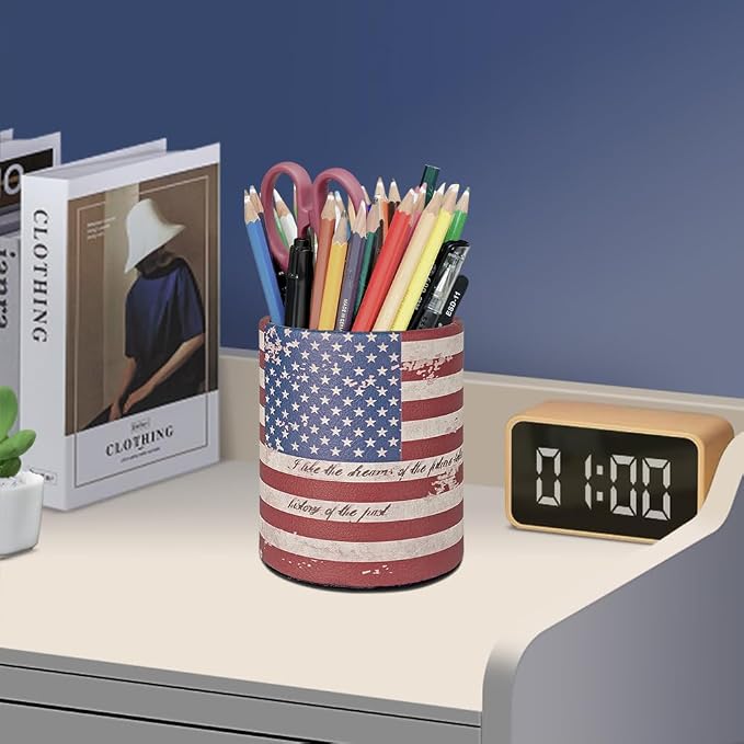 Pen Pencil Holder Cup Container PU Leather Desk Organizer Stand Decor Brush - Image 4