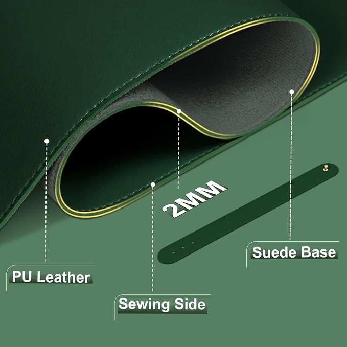 Leather Desk Pad Protector, 39.4'' X 17'' Large Mouse Pad, Office Desk Mat - Image 2