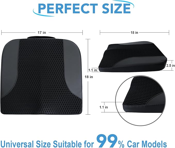 Car Seat Cushion, Comfortable Memory Foam Seat Pillow for Driving, Sciatica-Back Pain Relief, Cushion for Car-Truck, Office, Wheelchair - Black-DeskLoop Office