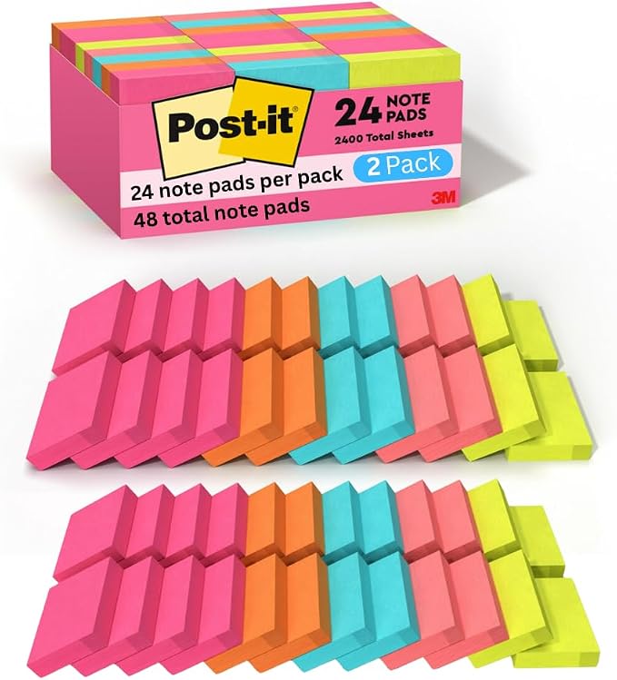 Post-it Mini Notes, 1 3/8 x 1 7/8 in, 24 Pads, America's #1 Favorite Sticky by Unknown