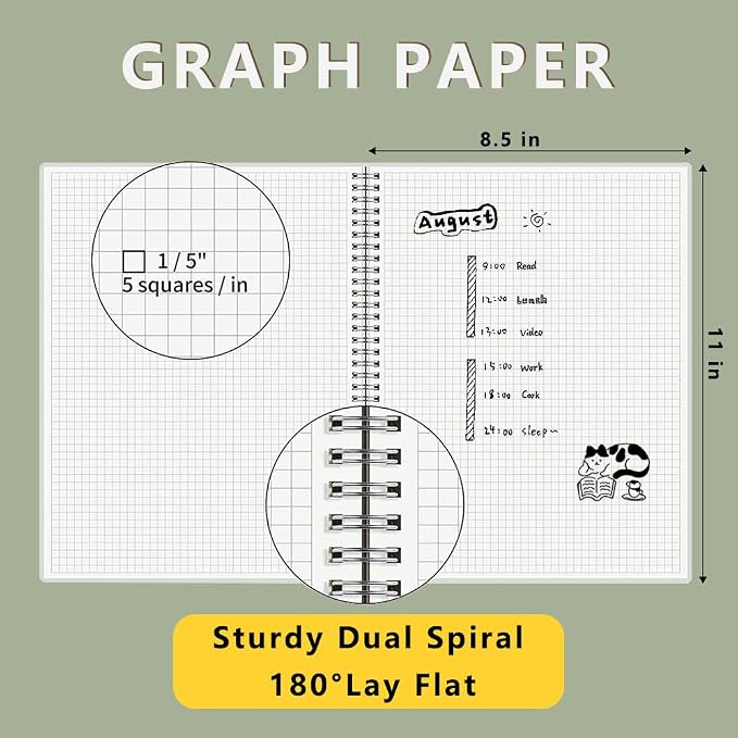 120 GSM Thick Paper Graph Spiral Notebooks 8.5" × 11" - Image 4