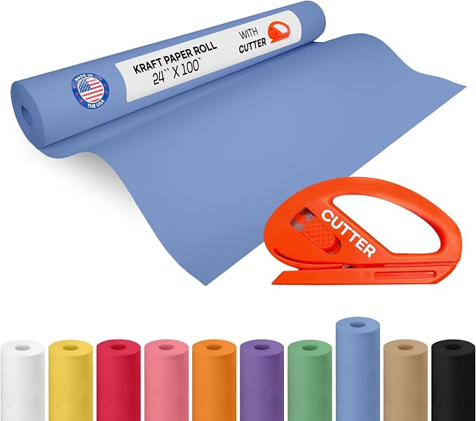 Blue Kraft Paper Roll 24" x 1200" by IDLPackaging
