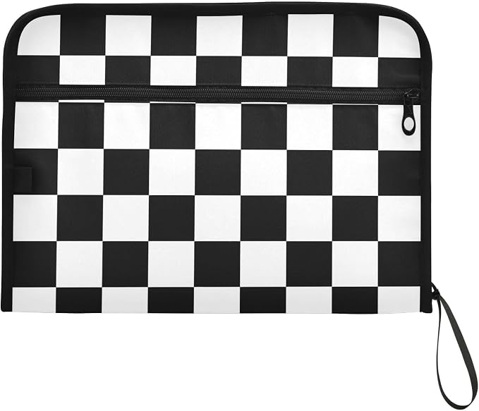 Expanding File Folder White Black Buffalo Plaid Checked Accordion File - Image 7