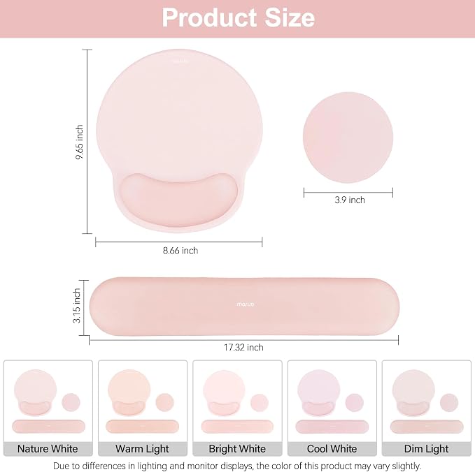 MOSISO Wrist Rest Support for Mouse Pad&Keyboard Set, Circle Curved Ergonomic - Image 7