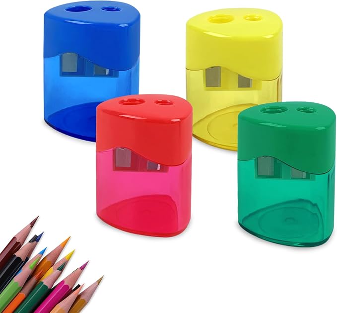 ZUFECY 4-Pack Pencil Sharpener, Smooth-Rotation Dual Holes & Easy-Clean Base by ZUFECY