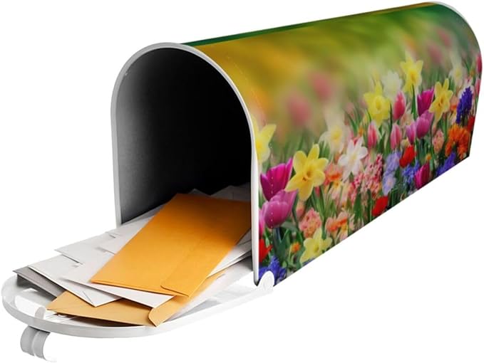 Spring Flowers Butterfly Welcome Magnetic Mailbox Cover, Colorful Mailbox Wrap - Image 6