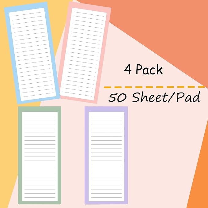 4 Pack Magnetic Notepads for Refrigerator, Grocery List Large Magnet Pad for - Image 2