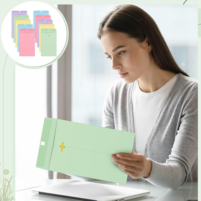 Geyee 100 Pcs Clasp Manilla Envelopes 10 x 13 Inch Gummed Colored Envelopes - Image 6