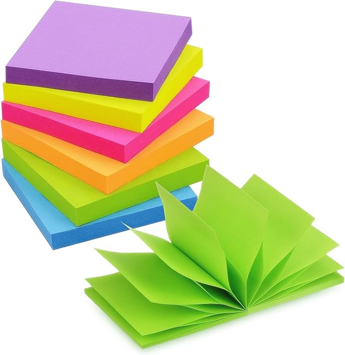 Winner Aura Pop Up Sticky Notes 3x3 inch Bright Colors Self-Stick Pads 12 Pack 1200 Sheets