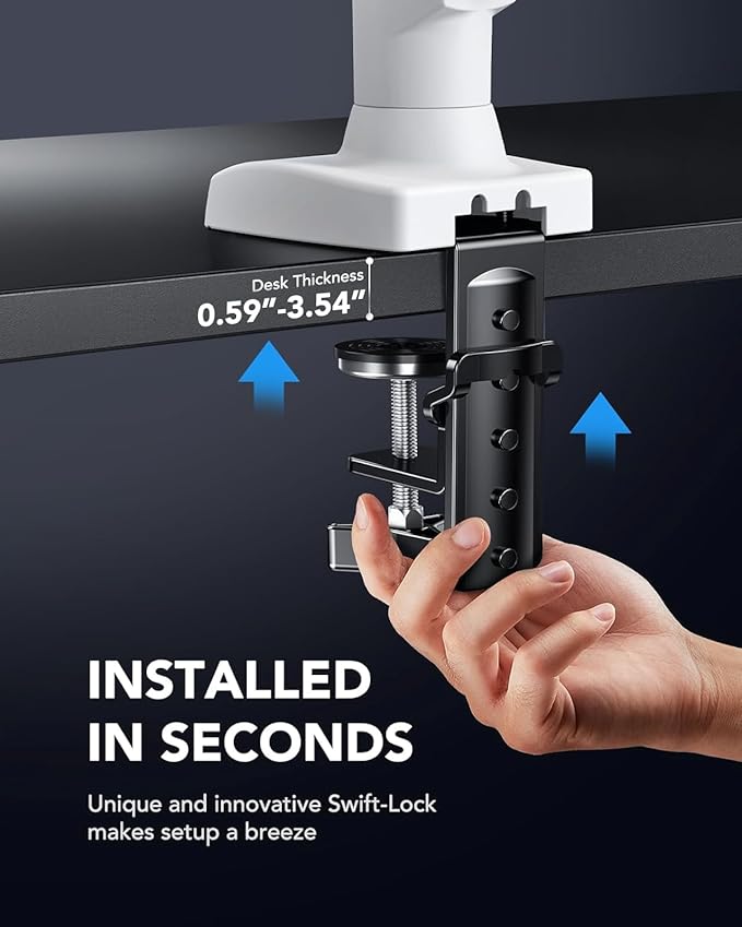 HUANUO Single Monitor Mount, 13 to 32 Inch Gas Spring Monitor Arm, Adjustable Stand, Vesa Mount with Clamp and Grommet Base - Fits 4.4 to 19.8lbs LCD Computer Monitors-DeskLoop Office