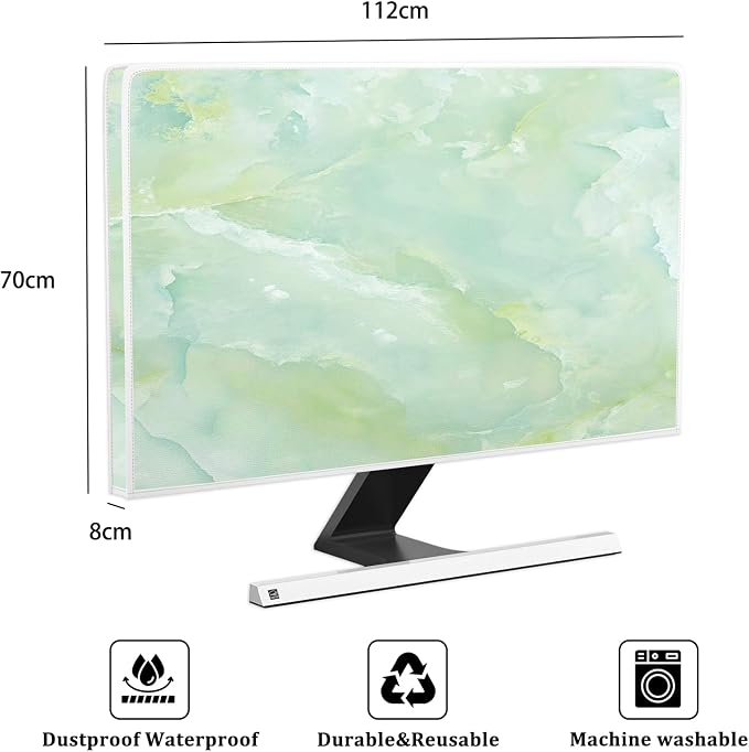 Baocicco Sage Green Marble Waterproof TV Dust Cover 45, 48 Inch Anti-Static - Image 2