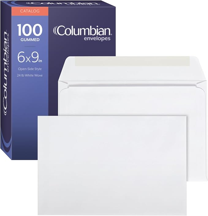 Columbian 6 x 9 Booklet Envelopes, Windowless, Gummed Closure, Mailing Envelopes by TOPSProducts