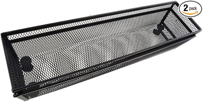 HAHIYO Stackable Mesh Tray Cup 12 x 3 x 2 inches Sturdy Container for Desk Drawer Organizer Collection for Home Office School kitchen Soft Foam Feet No Sharp Edges 2 Pack Black-DeskLoop Office
