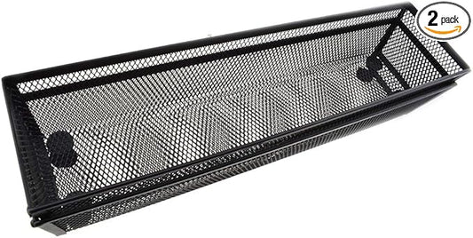 HAHIYO Stackable Mesh Tray Cup 12 x 3 x 2 inches Sturdy Container for Desk Drawer Organizer Collection for Home Office School kitchen Soft Foam Feet No Sharp Edges 2 Pack Black-DeskLoop Office