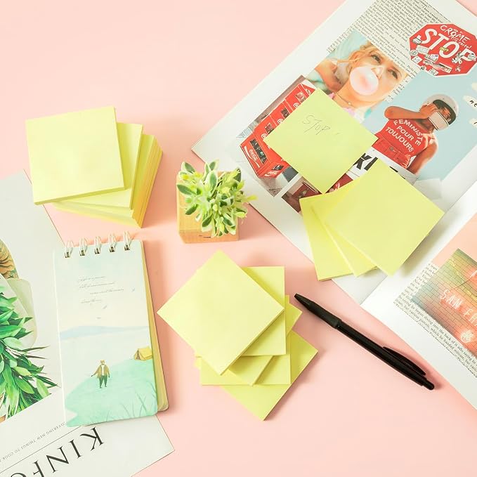 Sticky Notes 3x3 in Yellow, Strong Adhesive, Clean Removal, Recyclable - Image 7