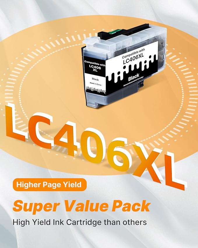 LC406 Ink Cartridges for Brother Printer Black Compatible for Brother LC406XL LC 406 XL 406 XL High Yield Ink Cartridges for Brother MFC-J4535DW MFC-J4335DW MFC-J5855DW MFC-J6555DW MFC-J6955DW, 1 Pack-DeskLoop Office